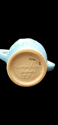 Image 4 of Set of 2 Vintage Roseville Pottery Water Lily Vases 73-6"