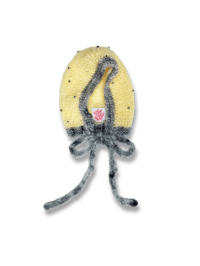 Image 1 of Soriano: Sofie and Iris Butter Yellow and Grey Mohair Beaded Bonnet