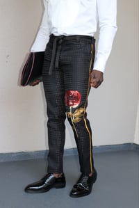 Image 1 of The Zuuku Tux Pants - black brocade 2