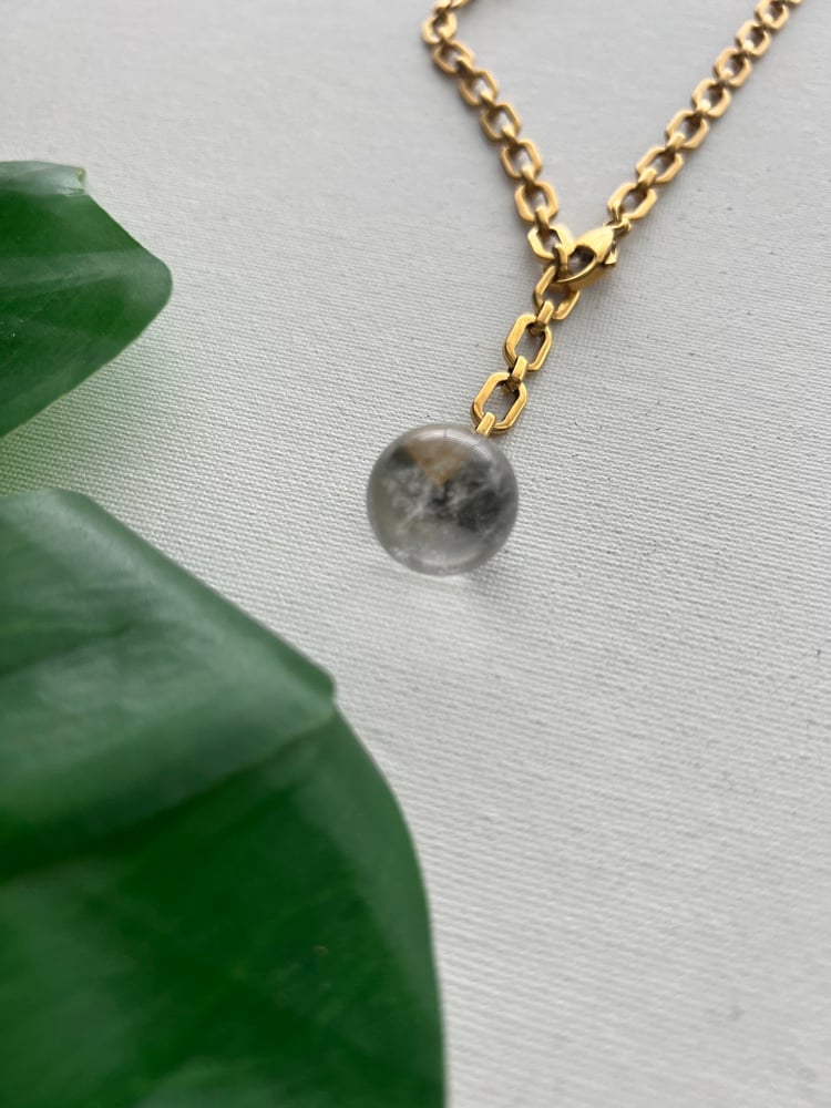 Image of BREEZE • Crystal Ball Clear Quartz Lariat