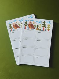 Image 5 of Weekly Planner Half Sheet Notepad 52 Weeks |  Lunar Moth or Barred Owl  