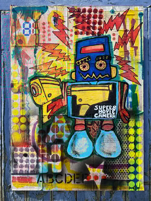 Image of Super 8 pop art robot print A2