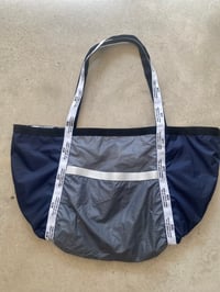 Image 1 of Large Heavy Duty Parachute Tote (Navy/Silver)