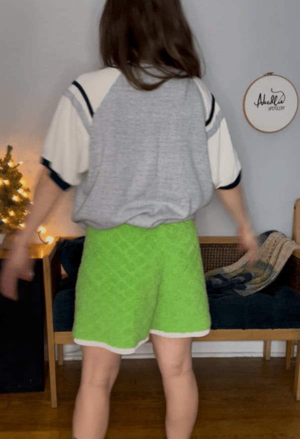 Tennis Ball / Grinch Fuzzy shorts, size S-M