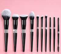 Image 5 of  10 Piece Black Makeup Brushes Rhinestone Brush Set