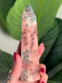 Image 3 of PINK AMETHYST TOWER WITH GREEN JASPER -BRAZIL- C