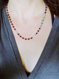 Image 4 of boho garnet and turquoise necklace