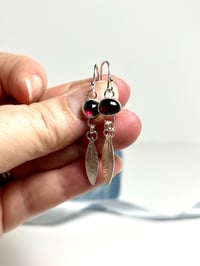 Image 2 of Garnet leaf drop earrings