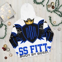 Image 2 of BOSSFITTED White Blue and Black Unisex Hoodie