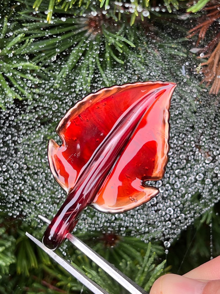 Image of Red Metal Leaf Pendant