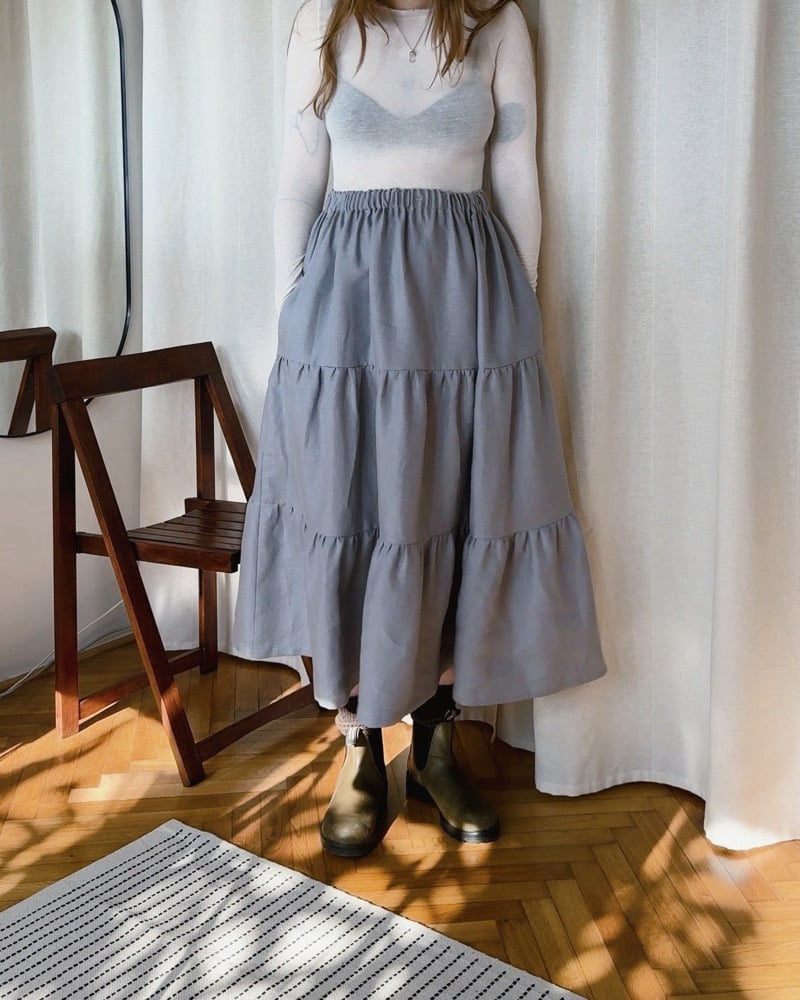 Image of n a n o v o ruffle skirt 001 / 100% ľan / LIMITED 2 PIECES