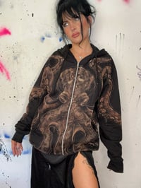 Image 3 of “INTO THE DEEP” CUSTOM BLEACH PAINTED ZIP UP HOODIE LARGE