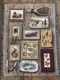 Image 1 of Vintage Cabin Fishing Blanket