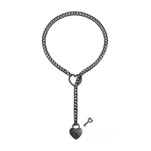 Image of Black Heart Padlock Necklace
