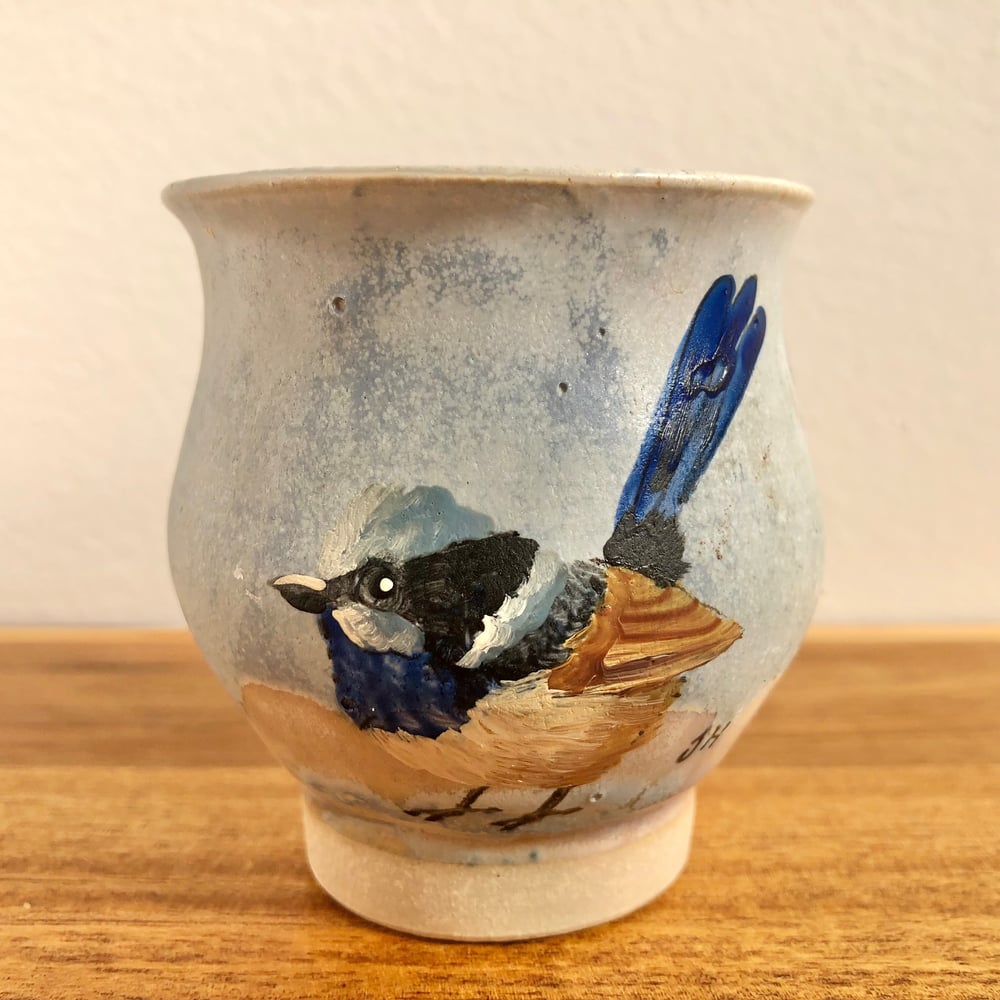 Blue Superb Fairywren Vase