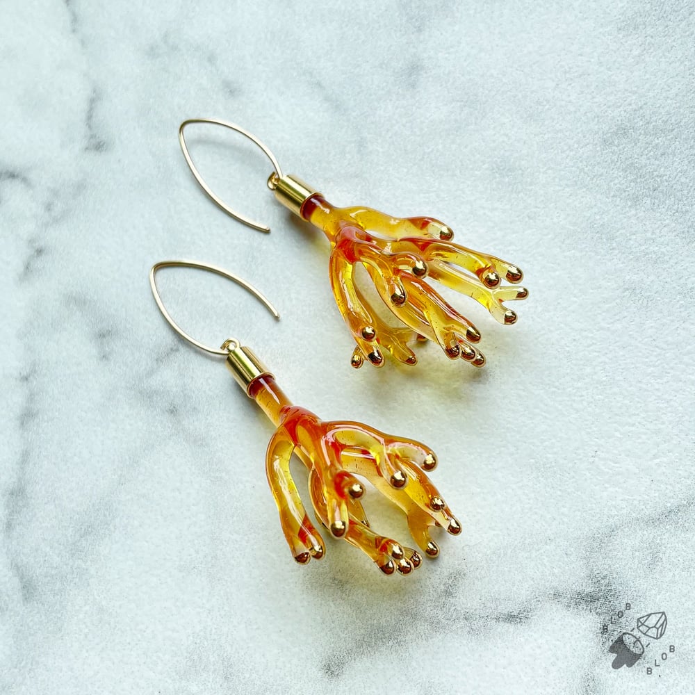 Image of Gold Tipped Orange Radix Dangles