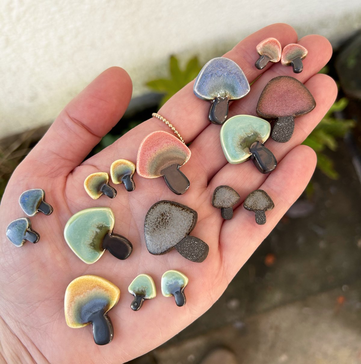 Porcelain mushroom brooch