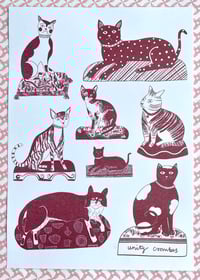 Image 2 of Staffordshire Figure Cats Risograph Print