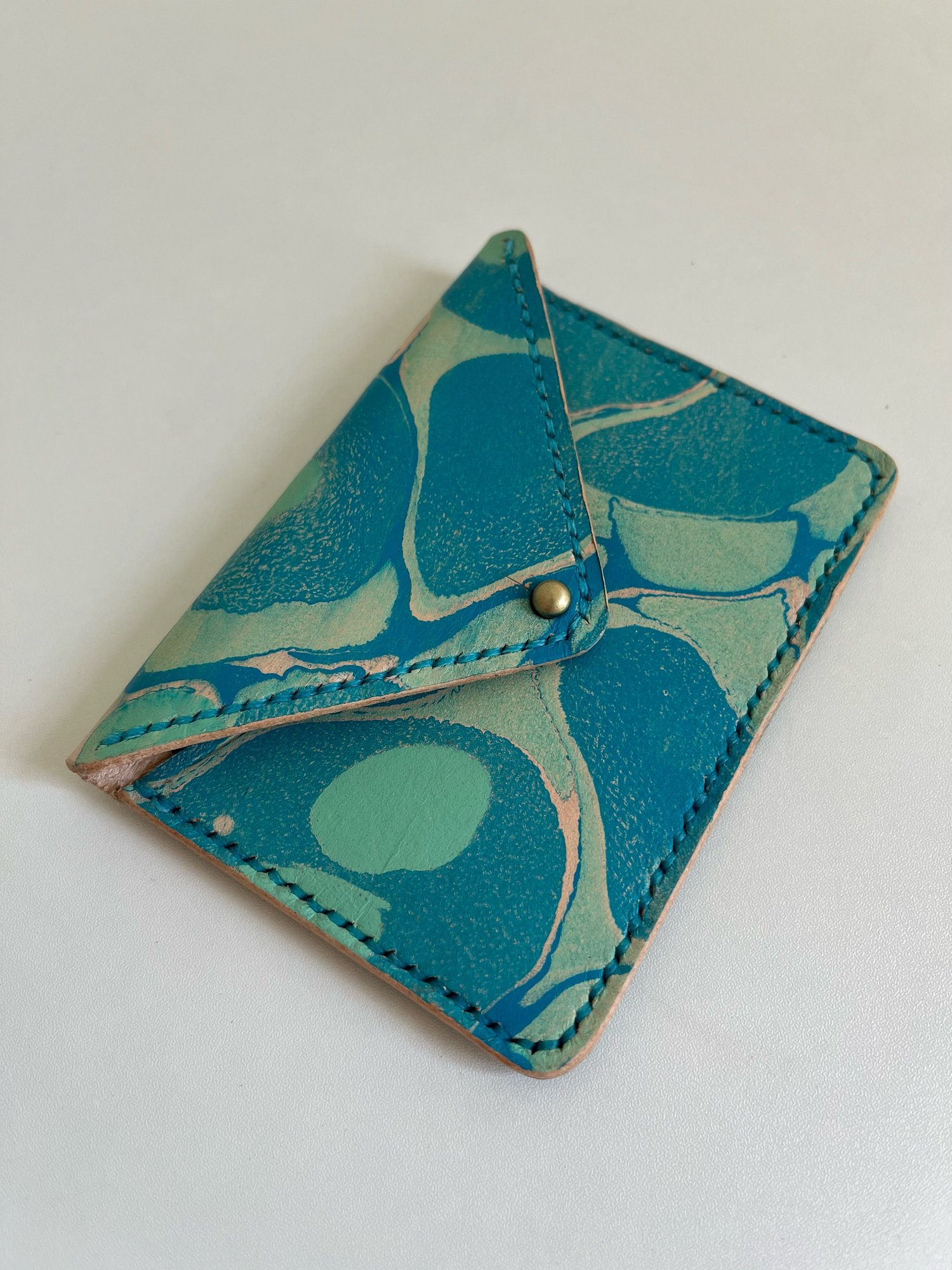Image of Aqua Marbled Envelope Card Wallet 