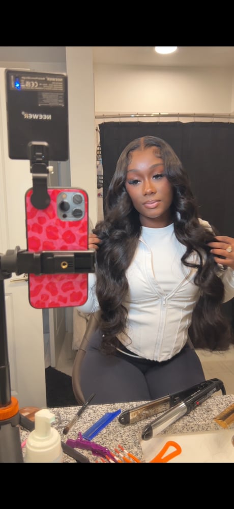 Image of 13*4 curtain bangs loose wave wig in 28 inch