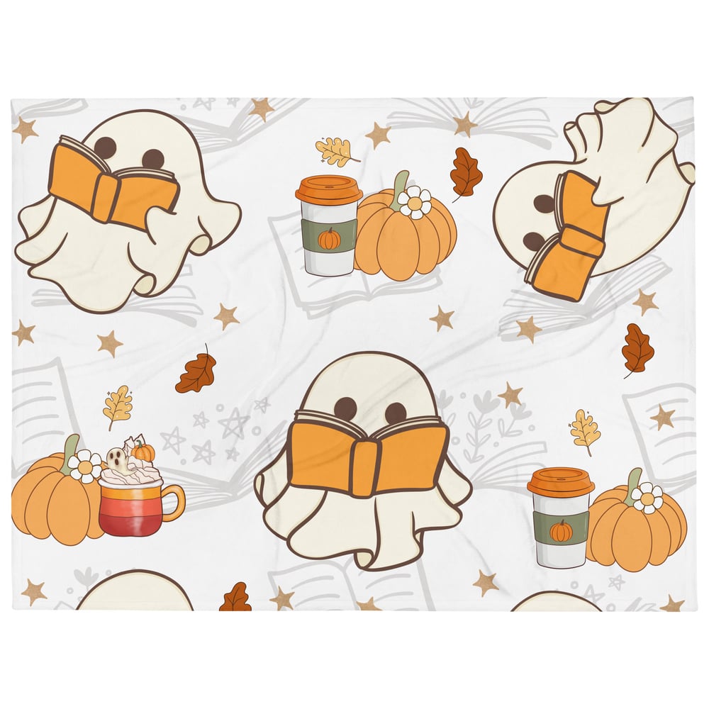 Image of Autumn reading ghosts Throw Blanket