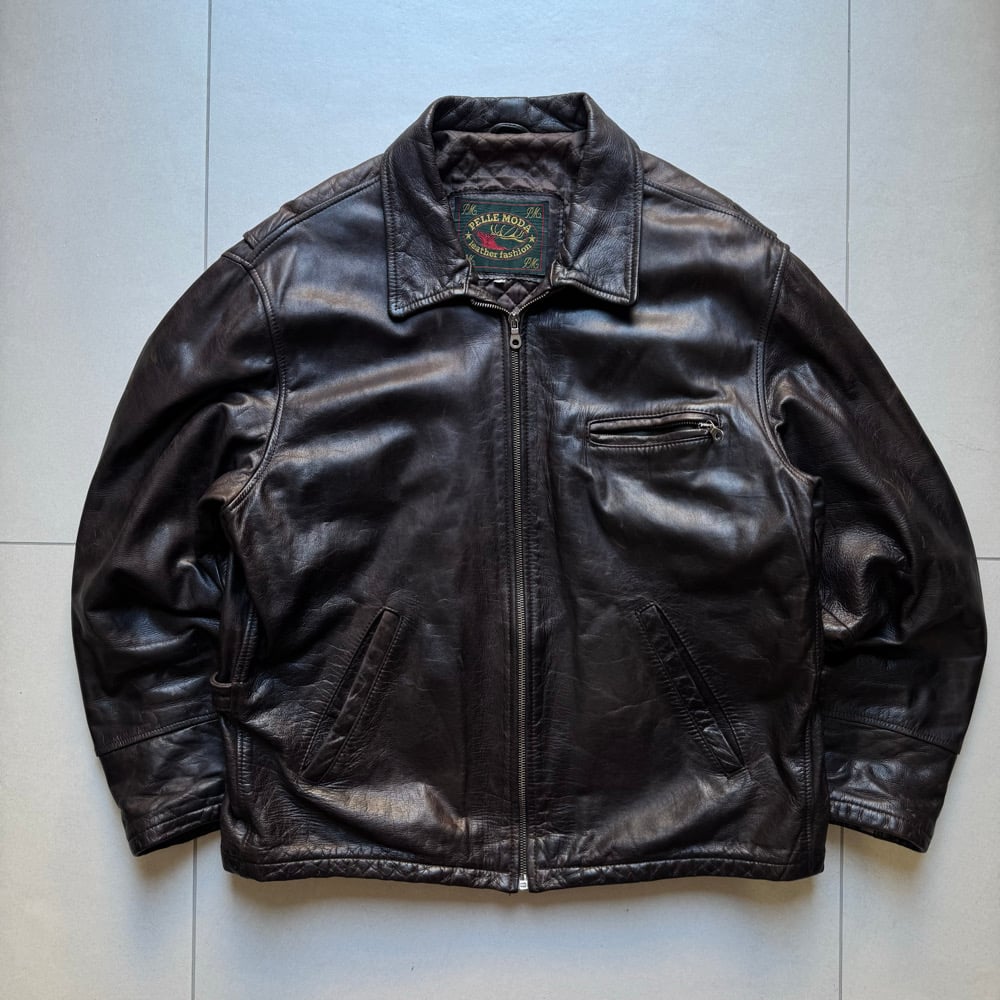 Image of 1990s Heayweight Leather Cropped Jacket, Size Large