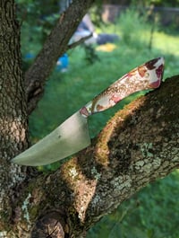 Image 2 of Cable Damascus Chef/ Stabilized Wildflower Scales