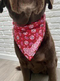 Image 2 of Personalised Red Ladybird Valentine Dog Bandana - Handmade 100% Cotton