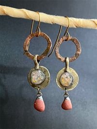 Image 1 of Opal resin earrings (red drops)