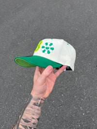 Image 4 of LIME BRIM MULTI TONE BOSTON RED SOX CUSTOM FITTED CAP