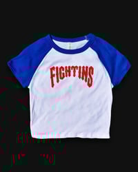 Image 1 of Women's ‘Fightins’ Baseball Tee (Red & Royal Blue)