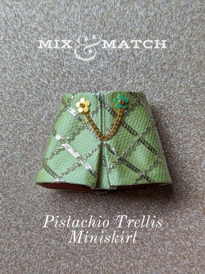 Image of Lounginglinda ~ Pistachio Trellis Miniskirt ~ for Blythe & Cherry 