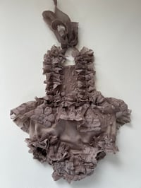 Image 2 of Taupe Lace Newborn Romper & Headband