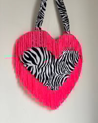 Image 1 of The Wild Heart Fringe Tote – Bright Pink Zebra