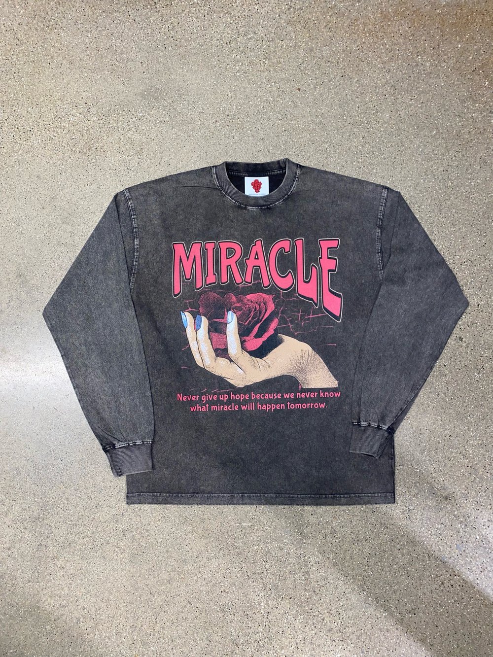 Image of MIRACLE Acid Wash Long Sleeve T Shirt