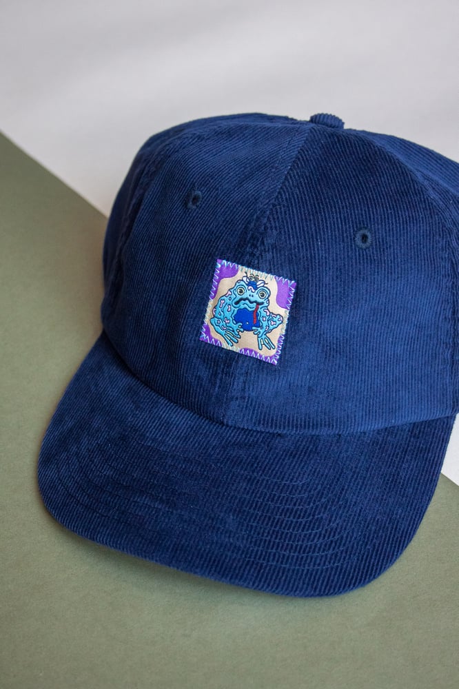 Image of Navy Psychedelic Frog Cord Cap