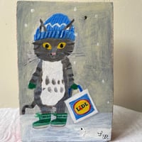 Image 4 of Original painting on wood -going to Lidl in the snow