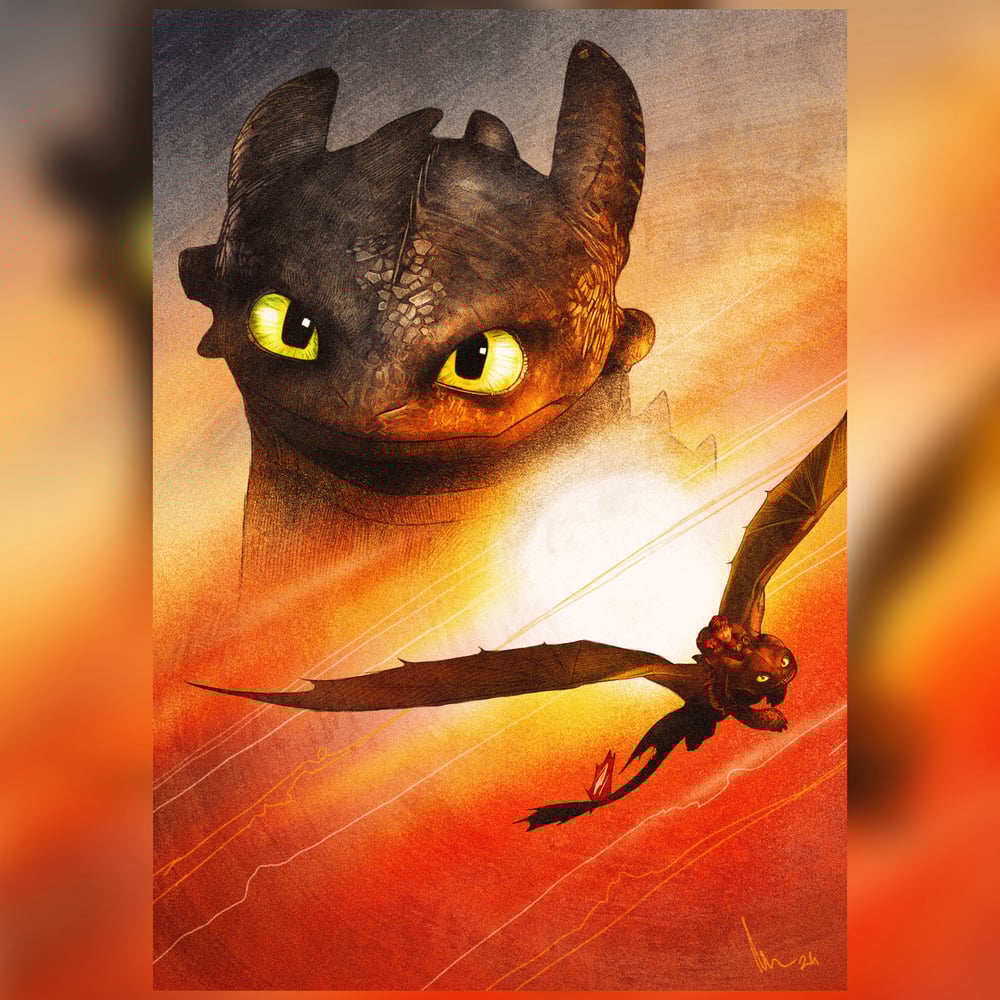 How To Train Your Dragon (Toothless) A3 300gsm Giclée Art Print