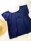 Navy Vintage Fabric T Top size 20 with free postage 