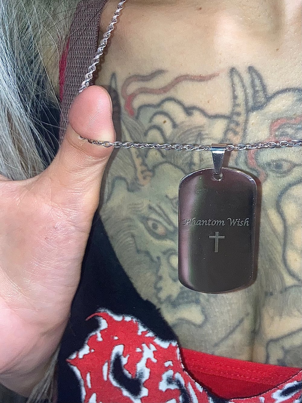 Engraved Dragon Wing necklace 