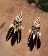 Image 2 of 1pair Vintage Style Feather Tassel Earrings