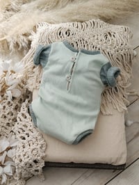 Image 2 of Newborn boy photoshoot bodysuit | Amir | sage | celadon