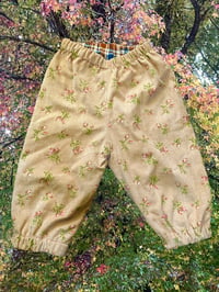 Image 1 of LITTLE PANTS - pink cord and brown flannelette 