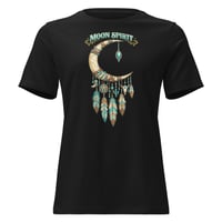 Image 3 of Moon Spirit Cowgirl Women’s Western Tee – Turquoise Feather Crescent Moon Boho Cowgirl Shirt