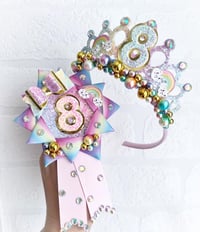 Image 2 of Rainbow birthday tiara birthday crown party props hair accessories 