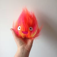 Image 1 of small happy calcifer plushie - howls moving castle - made to order