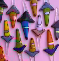 Image 2 of Fused glass tiny traffic cone garden/planter stake