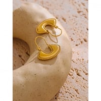 Image 3 of ARELY Boho Scolloped 18ct Gold Dangle Earrings