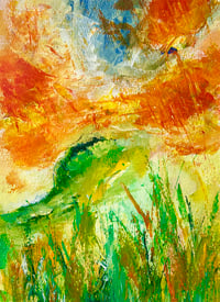 Image 1 of “Feels Like Spring” acrylic on paper 9 x 12 inches 