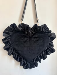 Image 1 of ONE OFF – Black Velvet Quilted Heart Crossbody Bag 🖤 (Sample Sale)